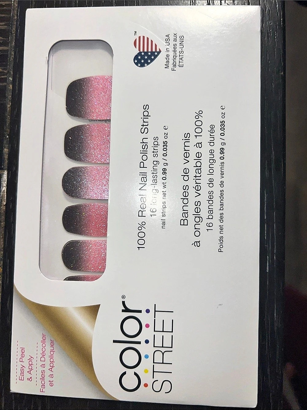 Color Street Atomic Sparkle Nail Polish Strips Pink & Black NWT